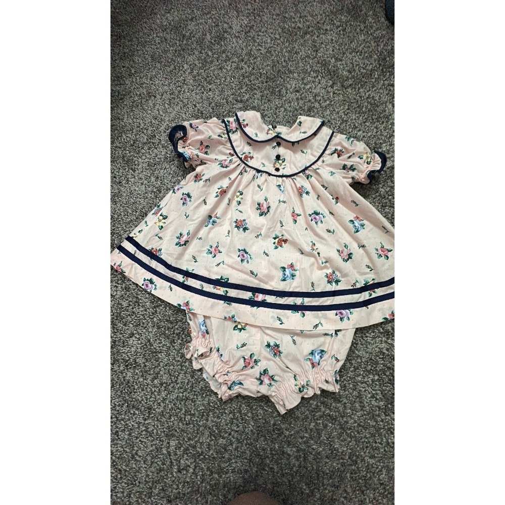 handmade vintage pink floral dress with bloomers 12-18 months